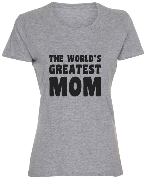 dame t-shirt mors dag the greatest mom graa